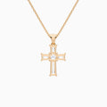 Tapered Baguette and Asscher Lab Grown Diamond Cross Pendant In 14K Rose Gold - Back View