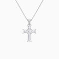 Tapered Baguette and Asscher Lab Grown Diamond Cross Pendant In 14K White Gold - Lucenjuri