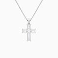 Tapered Baguette and Asscher Lab Grown Diamond Cross Pendant In 14K White Gold - Back View