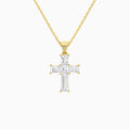 Tapered Baguette and Asscher Lab Grown Diamond Cross Pendant In 14K Yellow Gold - Lucenjuri