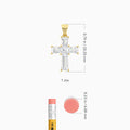 Tapered Baguette and Asscher Lab Grown Diamond Cross Pendant In 14K Yellow Gold - Size Comparison