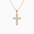 Bead Bright Set Lab Grown Diamond Cross Pendant Necklace In 14K Rose Gold - Lucenjuri
