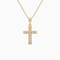 Bead Bright Set Lab Grown Diamond Cross Pendant Necklace In 14K Rose Gold - Back View