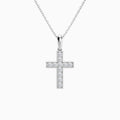 Bead Bright Set Lab Grown Diamond Cross Pendant Necklace In 18K White Gold - Lucenjuri