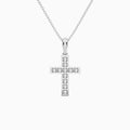 Bead Bright Set Lab Grown Diamond Cross Pendant Necklace In 18K White Gold - Back View