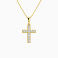 Bead Bright Set Lab Grown Diamond Cross Pendant Necklace In 14K Yellow Gold - Lucenjuri