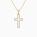 Classic Lab Grown Diamond Open Cross Pendant Necklace In 14K Rose Gold - Lucenjuri