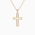 Classic Lab Grown Diamond Open Cross Pendant Necklace In 14K Rose Gold - Back View
