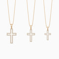 Three Different Size of Classic Lab Grown Diamond Open Cross Pendant Necklace
