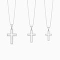 Three Different Size of Classic Lab Grown Diamond Open Cross Pendant Necklace