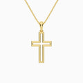 Classic Lab Grown Diamond Open Cross Pendant Necklace In 14K Yellow Gold - Back View
