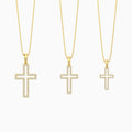 Three Different Size of Classic Lab Grown Diamond Open Cross Pendant Necklace