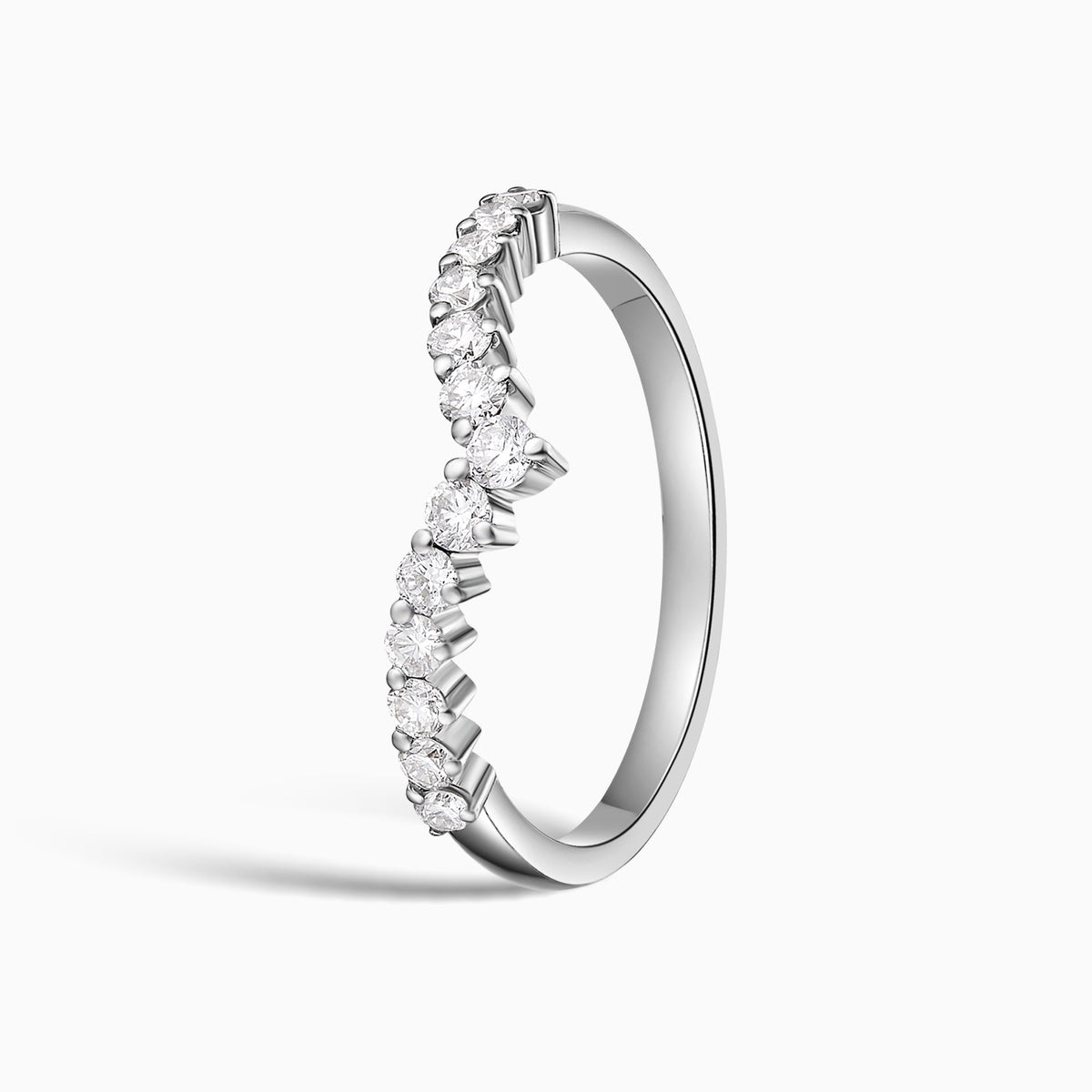 Tiara Wedding Band in 18K White Gold