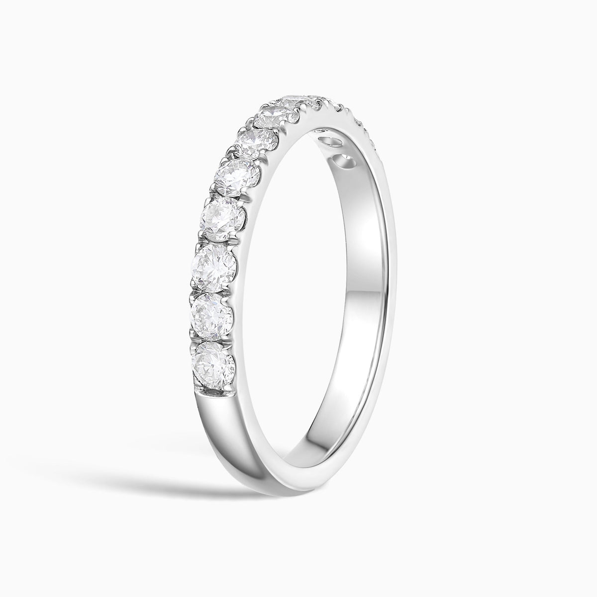 Classic Round Brilliant Half Eternity Band in 14K White Gold