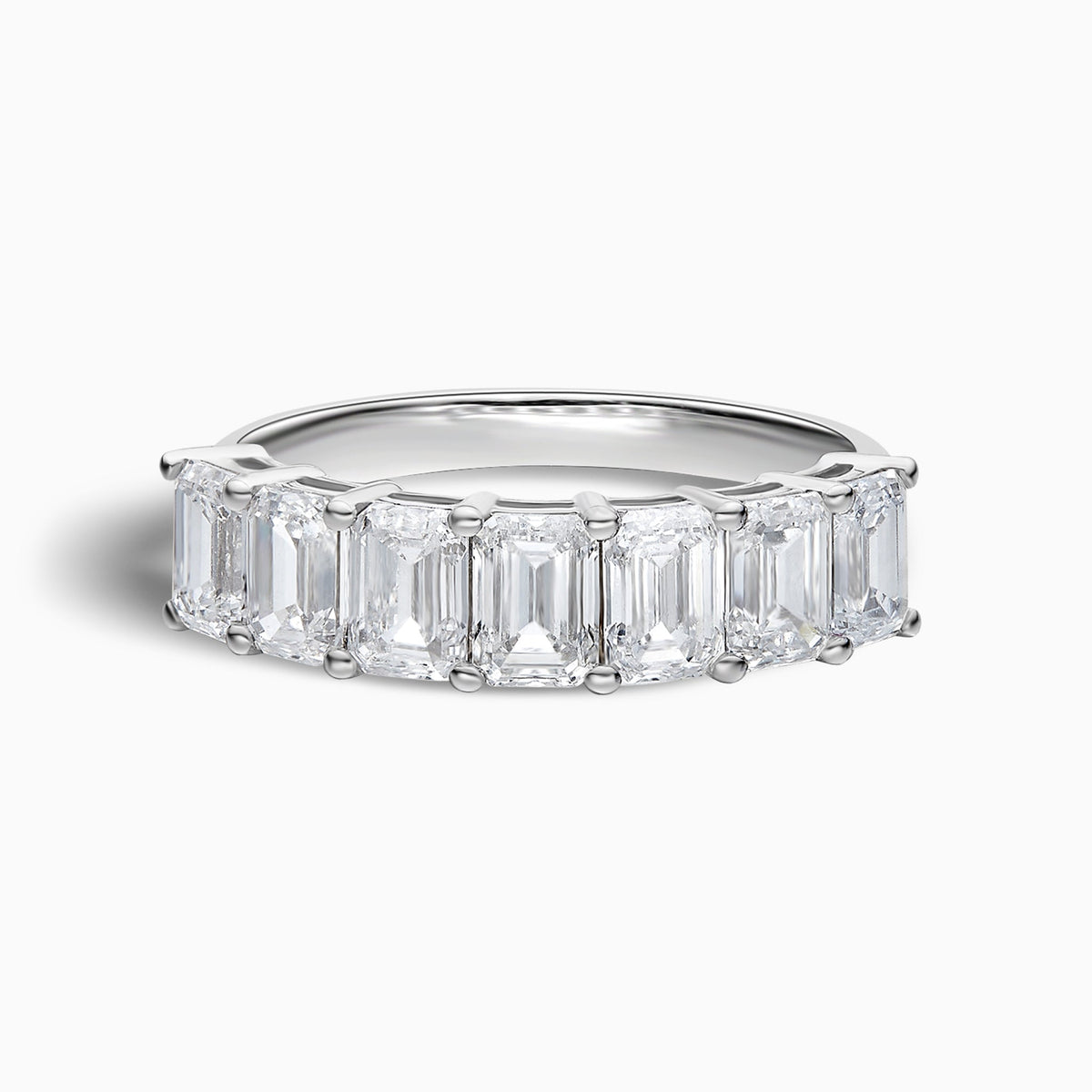 Emerald Half Eternity Band in 14K White Gold