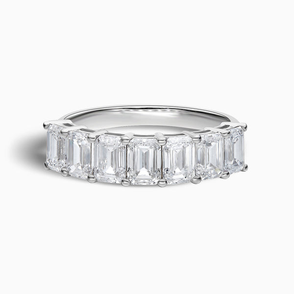 Emerald Half Eternity Band in 18K White Gold