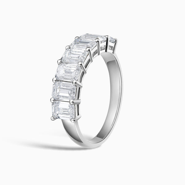 Emerald Half Eternity Band in 18K White Gold