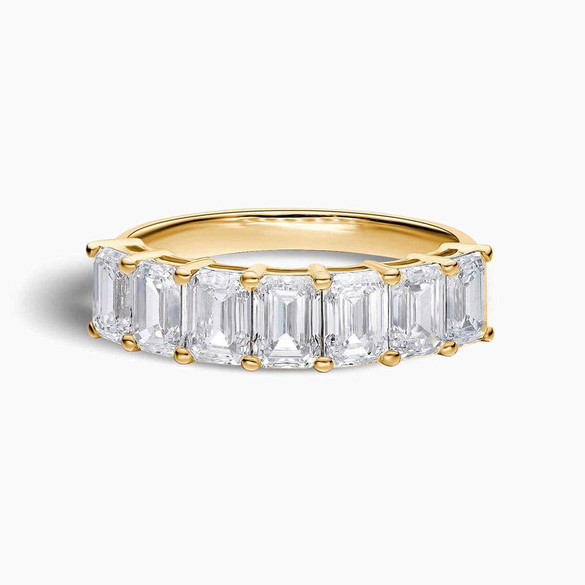 Emerald Half Eternity Band in 14K Yellow Gold