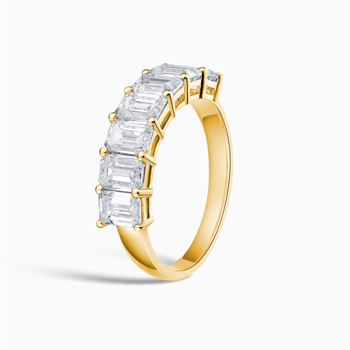 Emerald Half Eternity Band in 18K Yellow Gold