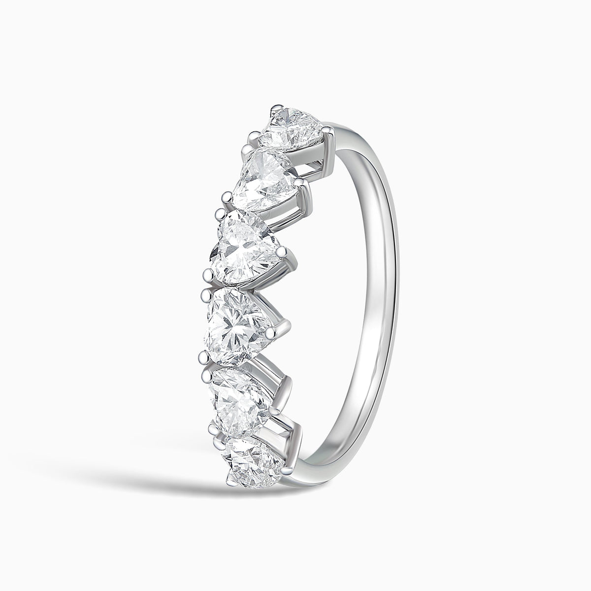 Amore Half Eternity Band in 14K White Gold