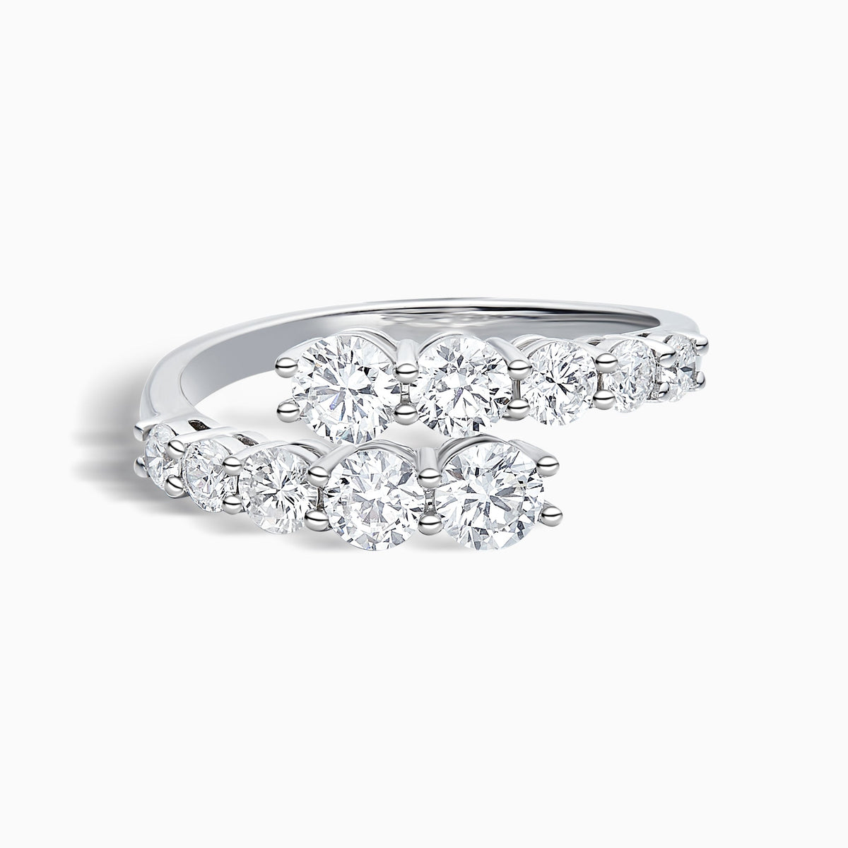 Graduated Diamond Bypass Ring in Platinum