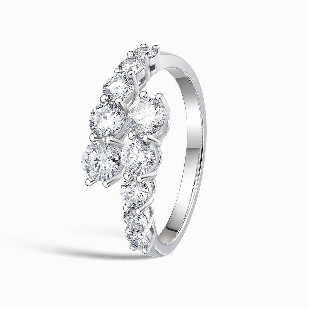 Graduated Diamond Bypass Ring in Platinum