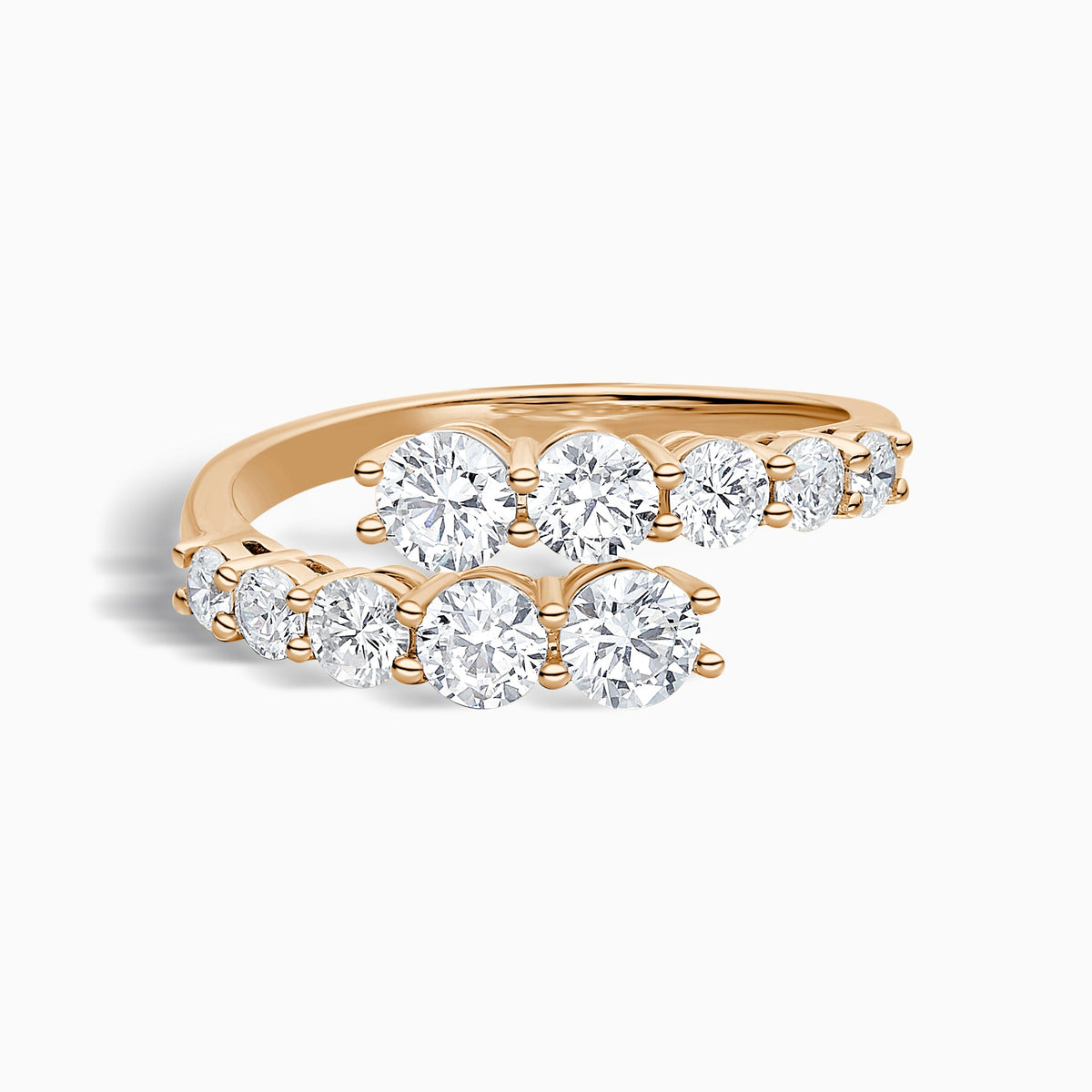 Graduated Diamond Bypass Ring in 14K Rose Gold