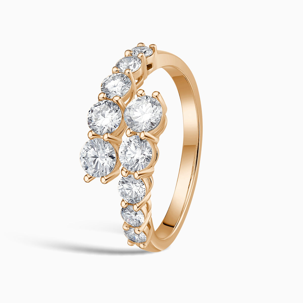 Graduated Diamond Bypass Ring in 14K Rose Gold