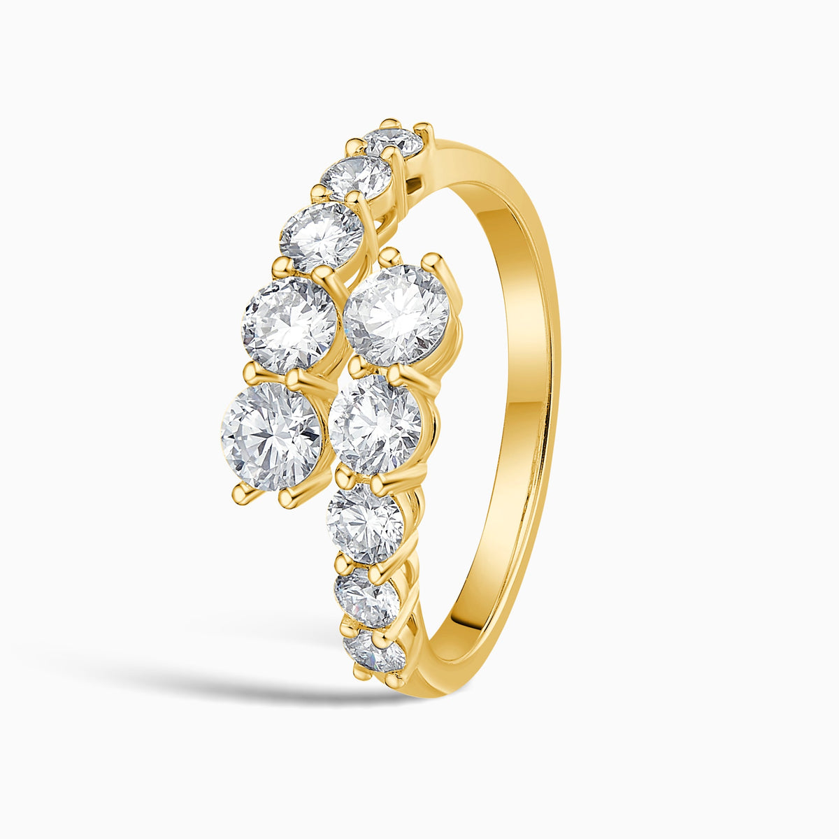 Graduated Diamond Bypass Ring in 18K Yellow Gold