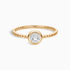 Delicate Beaded Bezel Set Solitaire Diamond Ring