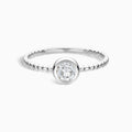 Delicate Beaded Bezel Set Solitaire Diamond Ring