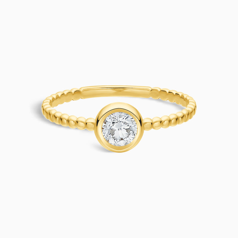 Delicate Beaded Bezel Set Solitaire Diamond Ring