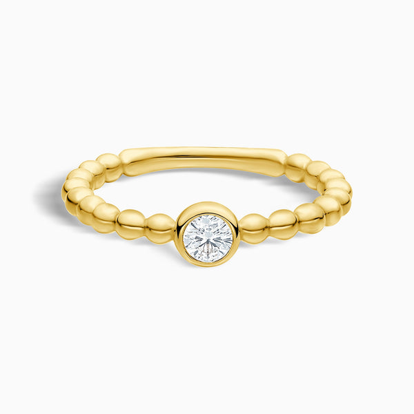 Beaded Bezel Set Solitaire Diamond Ring in 14K Yellow Gold
