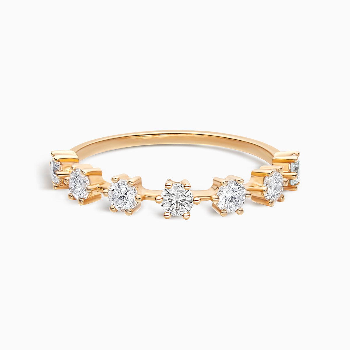 Spaced Six Prong Half Eternity Diamond Band in 14K Rose Gold