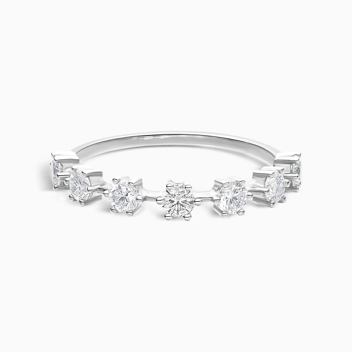 Spaced Six Prong Half Eternity Diamond Band in 14K White Gold