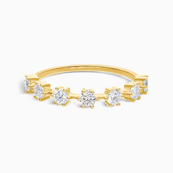 Spaced Six Prong Half Eternity Diamond Band in 18K Yellow Gold