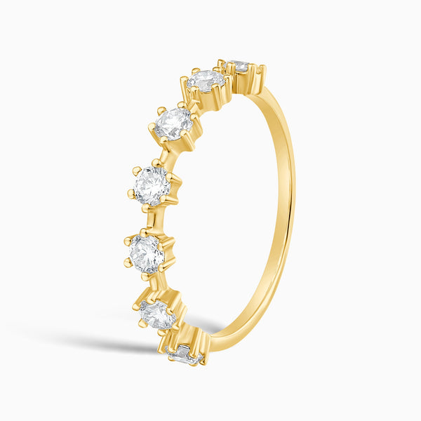 Spaced Six Prong Half Eternity Diamond Band in 18K Yellow Gold
