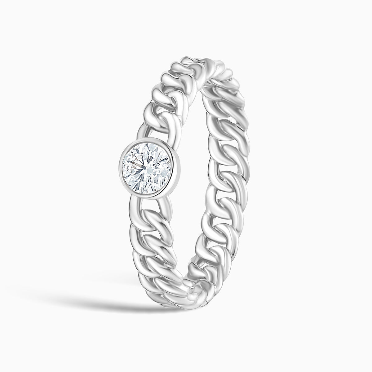 Cuban Bezel Set Stackable Diamond Ring in Platinum