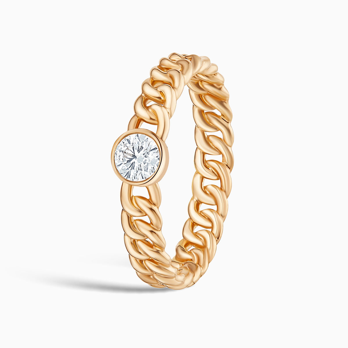 Cuban Bezel Set Stackable Diamond Ring in 14K Rose Gold