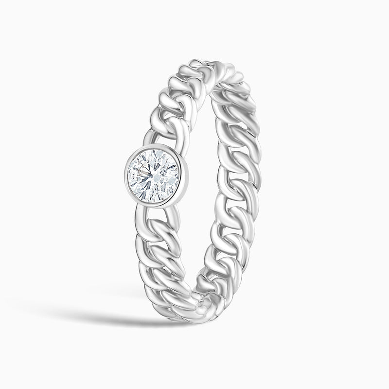 Cuban Bezel Set Stackable Diamond Ring