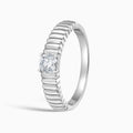 Ribbed Shank Four Prong Solitaire Diamond Ring