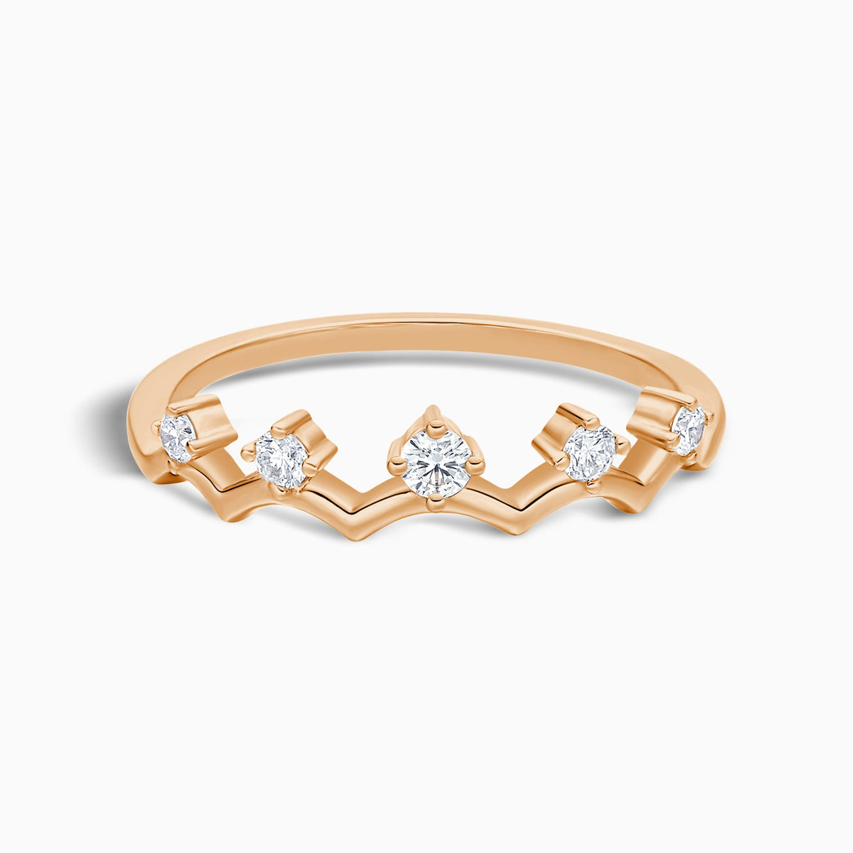 Crown Stackable Half Eternity Diamond Band in 14K Rose Gold