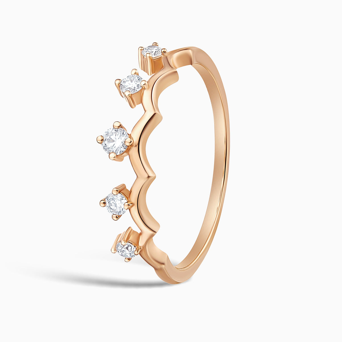 Crown Stackable Half Eternity Diamond Band in 14K Rose Gold