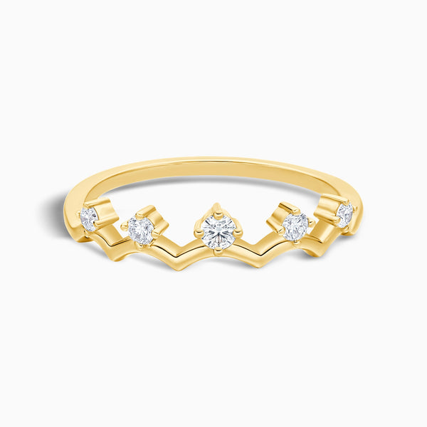 Crown Stackable Half Eternity Diamond Band in 14K Yellow Gold