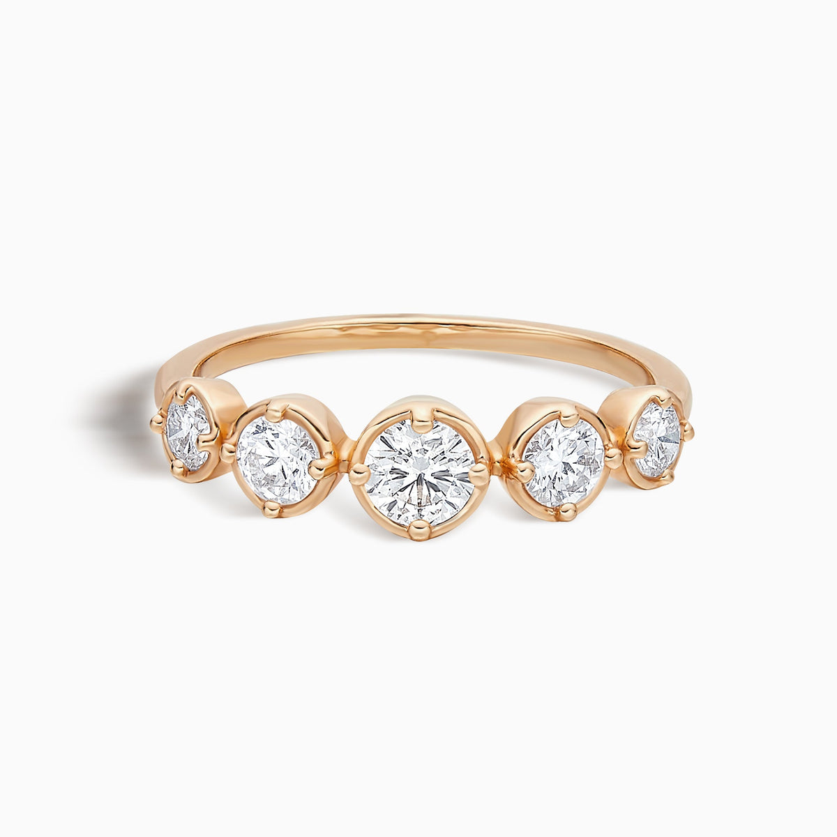 Bezel Prong Combination Set Half Eternity Diamond Band in 14K Rose Gold
