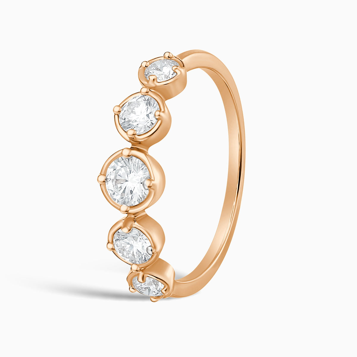 Bezel Prong Combination Set Half Eternity Diamond Band in 14K Rose Gold