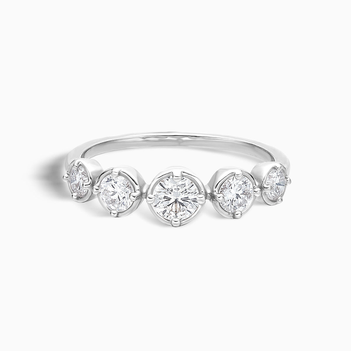 Bezel Prong Combination Set Half Eternity Diamond Band in 18K White Gold