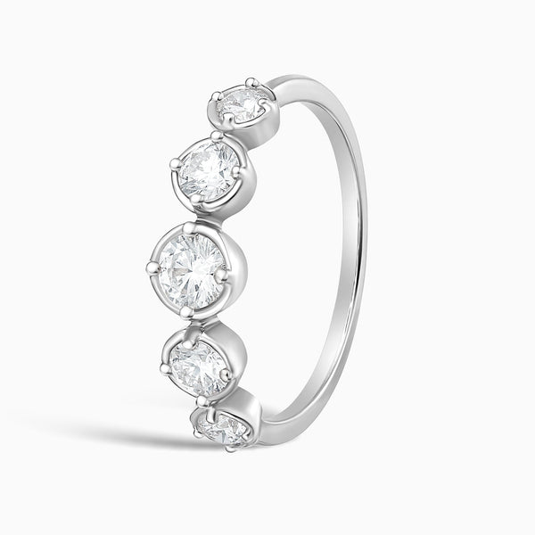 Bezel Prong Combination Set Half Eternity Diamond Band in 18K White Gold