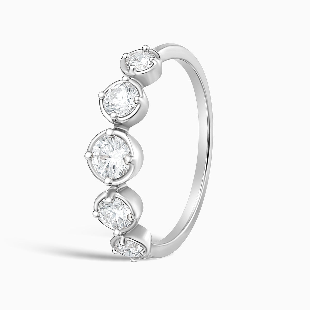 Bezel Prong Combination Set Half Eternity Diamond Band in 14K White Gold