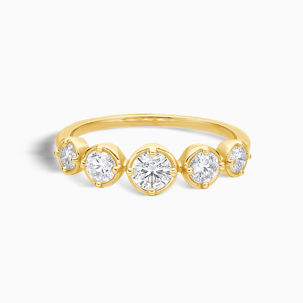 Bezel Prong Combination Set Half Eternity Diamond Band in 14K Yellow Gold